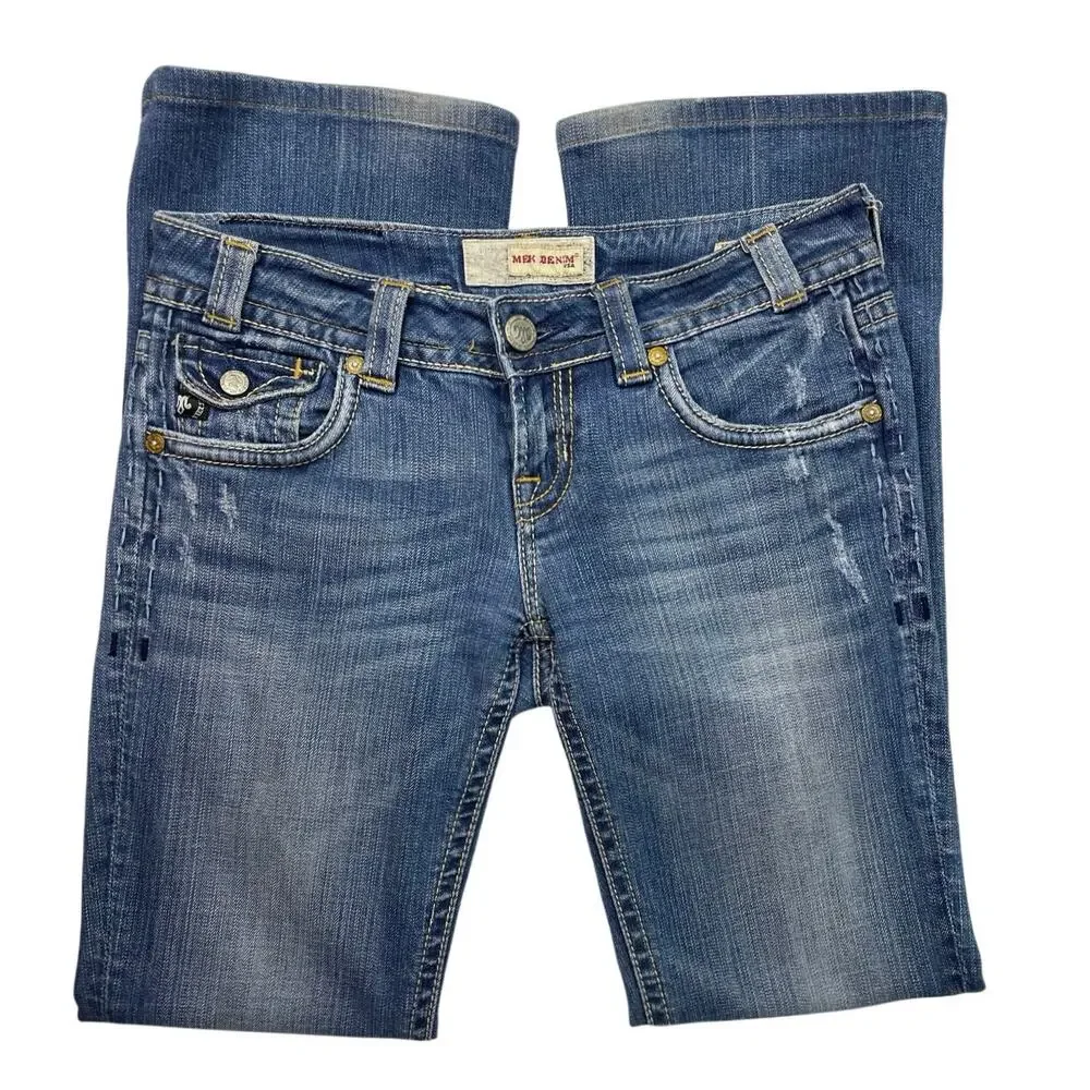 EUC - MEK Denim Easter Island Low Rise Distressed Bootcut Jeans